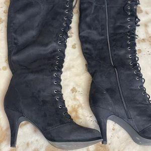 Black lace boots